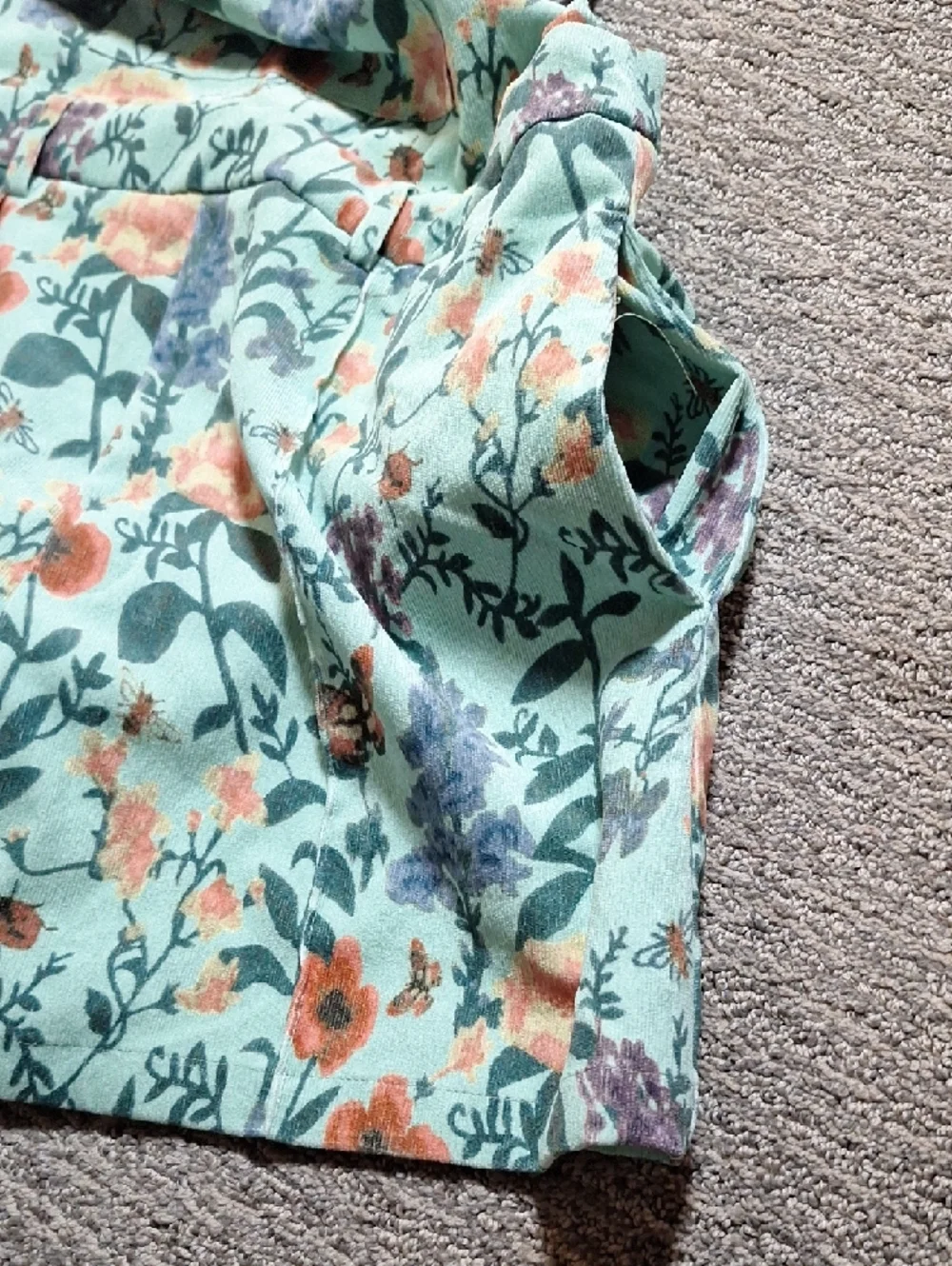 Cider Mint Floral Overalls with Orange Blooms - Picture 11 of 12